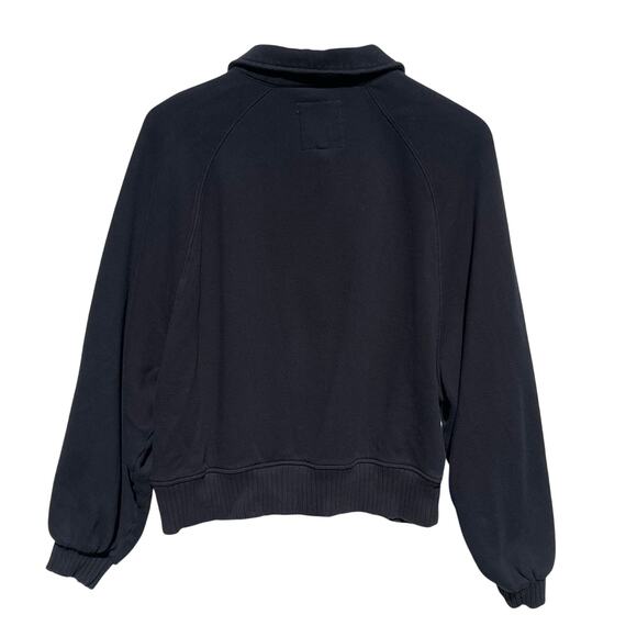 AERIE Women’s 1/4 Snap Pull On Oversized Black Sweatshirt medium - Picture 4 of 4
